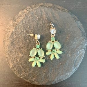 Flower Teardrop Green Earrings